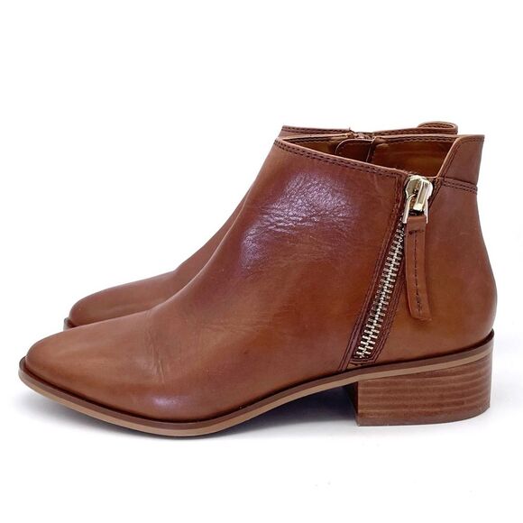 Aldo Reravia Cognac Leather Ankle Bootie Low Heel Fashion Boot Women’s Size 9 - Picture 5 of 16
